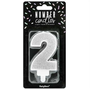 Number Candle - 2 - Silver